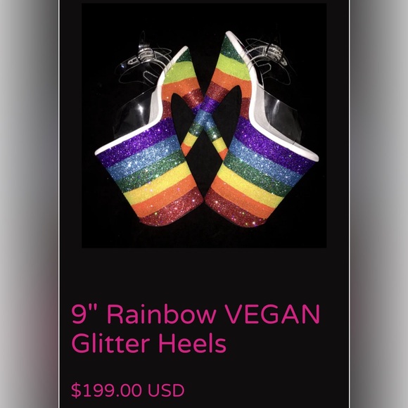9” Pleaser Heels Rainbow Glitter Heel Size 8” Height 9” - Picture 1 of 6